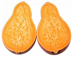Sliced pear-shaped butternut squash halves