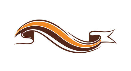 Elegant Ribbon Banner with Brown and Gold Stripes.