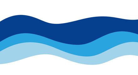 Abstract blue ocean waves on a white background.