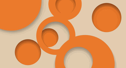 Orange circles abstract design on beige background.