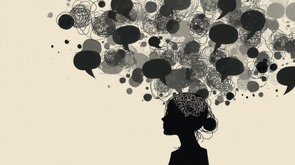 Abstract depiction of mental burden and the silent struggle with countless internal voices