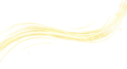 Abstract golden light streak with sparkles isolated on transparent background for design
