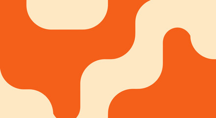 Abstract orange and beige shapes create a unique design.