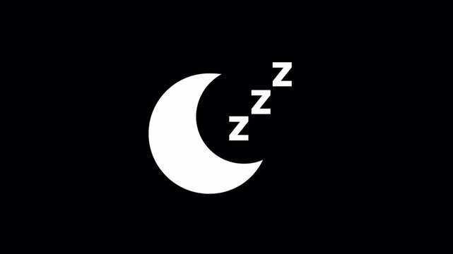 Sleep mode icon animation. Minimal moon symbol indicating rest, night, or inactive state on alpha background