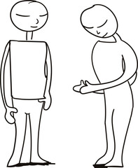 There are two people or characters standing in the image.