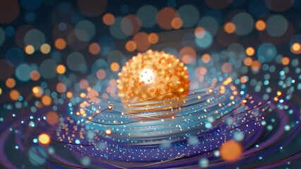 Abstract Luminescence: An abstract composition centers around a glowing orb, radiating light within a swirling, dynamic design, capturing the essence of energy and innovation.