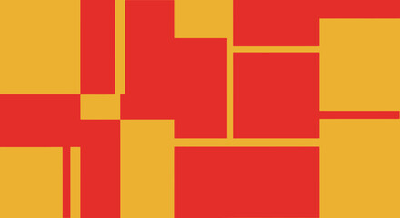 Abstract geometric pattern with red and yellow rectangles creating a dynamic and modern design.