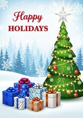 Obraz premium Creative christmas tree design made from festive elements like leaves, stars, and snowflakes, isolated on white background