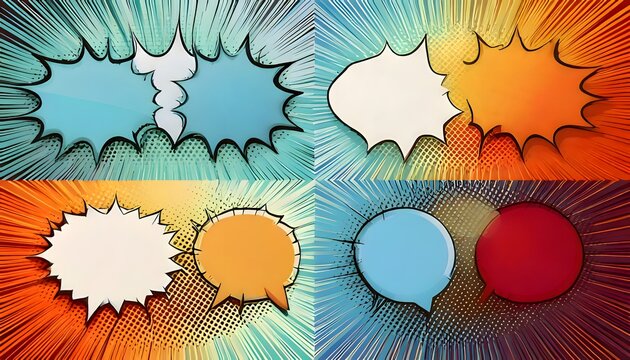 Comic Book Style Speech Bubbles with Pop Art Background