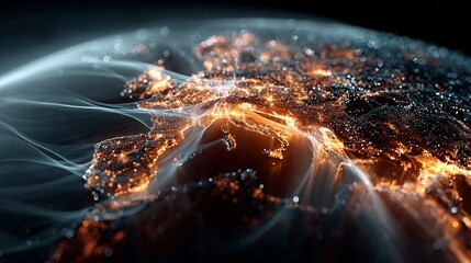 Stunning network of glowing city lights from above, symbolizing global connectivity and modern technology's intricate web.