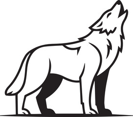 wolf silhouette lineart vector illustration for branding use
