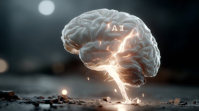 Stunning AI brain emerges with glowing energy, symbolizing powerful innovation and future technology breakthroughs impacting the modern world.