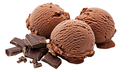 Indulge in rich chocolate ice cream scoops with dark chocolate chunks