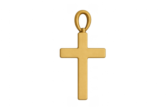 Golden cross pendant representing christian faith