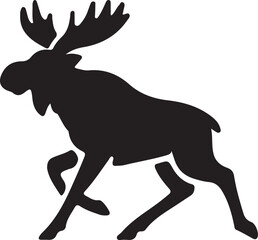 Obraz premium Moose Wildlife Silhouette Pattern with Forest Animals and Nature Elements