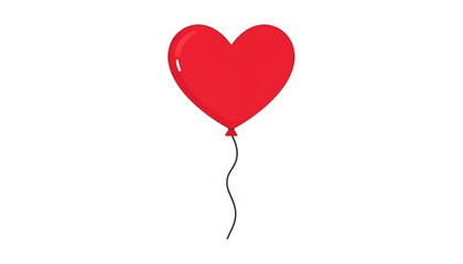 Cartoon illustration of a red, heart-shaped balloon floating