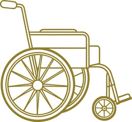 Fototapeta premium Gold outline of a wheelchair mobility disability