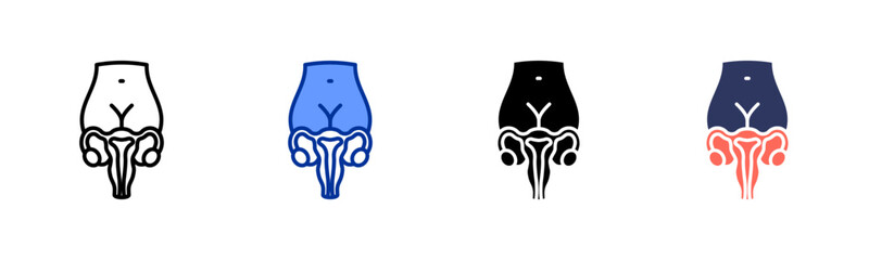 Uterus icon set multiple style collection