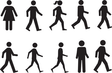 Fototapeta premium Silhouettes of diverse people walking in various poses