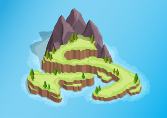Isometric Mountain beautiful Island