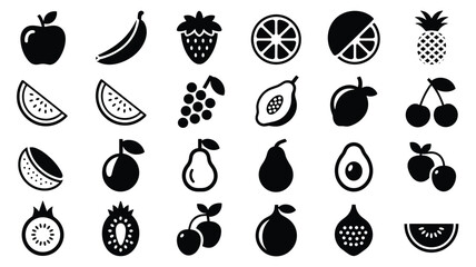 Assorted fresh produce collection black and white drawings of healthy diet ingredients