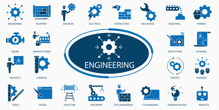 Tools and Construction Icon Set. Wrench, Screwdriver, Hammer, Workshop Vector Pack, Engineering and Equipment Vector Collection. Drill, Saw, Pliers Device Illustration Set, Construction, Hand Tools.