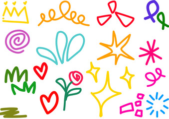 Hand Drawn Colorful Abstract Doodle Set Vector