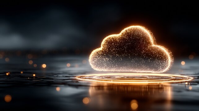 Stunning glowing cloud computing concept with data transfer visualization in modern digital world, perfect for tech backgrounds