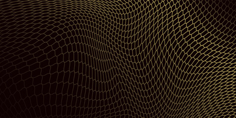 Naklejka premium Gold mathematical geometric grid line wave under black-white background. Concept 3D CG of sports technology, strategic ideas and intellectual analysis of operations.