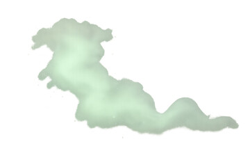Obraz premium Green smoke or vapor cloud on transparent background flowing, rising, and spreading for overlay effects
