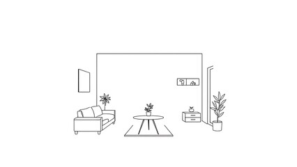 floorplan. Minimalist sketch of an apartment layout on a clean white background, showcasing simple architectural design. real-estate listings.