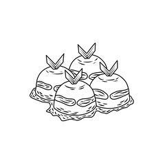 Thin Line Illustration of Indonesian Snack Putu Mangkok