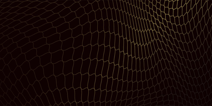 Gold mathematical geometric grid line wave under black-white background. Concept 3D CG of sports technology, strategic ideas and intellectual analysis of operations.