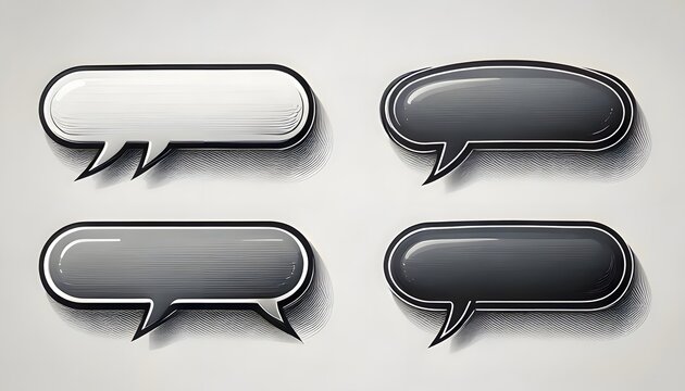 Set of Stylish Chat Bubbles Vector Icons for Messaging and Dialogue