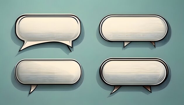 Collection of four empty retro-style speech bubbles with a brushed texture, perfect for dialogue, communication, and comic book designs