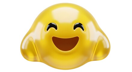 Cheerful yellow blob character with a wide happy smile emoji