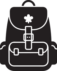 Black silhouette of a backpack with a flower detail