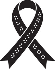 Black Ribbon Silhouette with White Dot Pattern dots