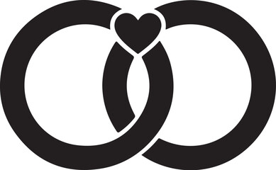 Interlocking Rings with Heart Icon vector illustration