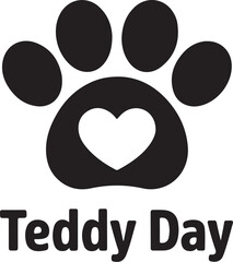 Paw Print Heart Teddy Day Text animal