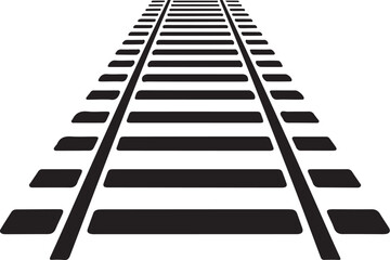 Perspective view of black railroad tracks railway vanishing point