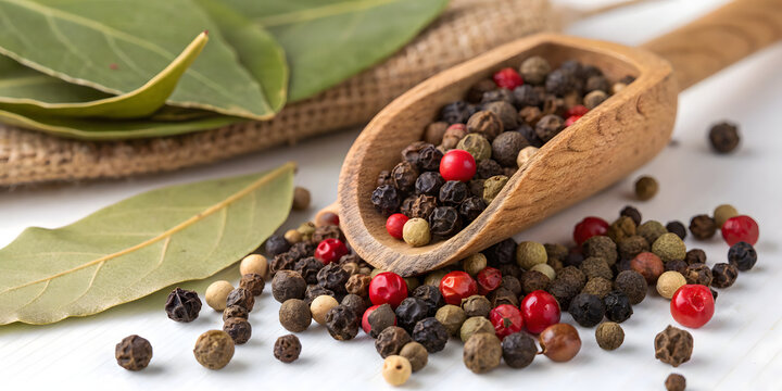 spices on wooden background