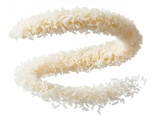 Rice grain spiral, a gentle curve on a white surface