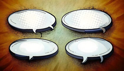 Set of four comic book speech bubbles in a retro style, ideal for graphic design and communication themes