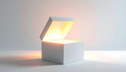 Illuminated White Box on Plain Background with Soft Glow Effect