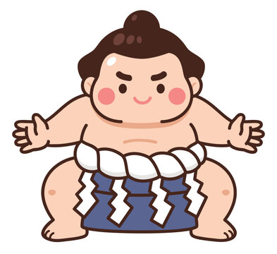 Cute Sumo Wrestler Cartoon Illustration