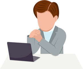 Man Working At Desk Illustration