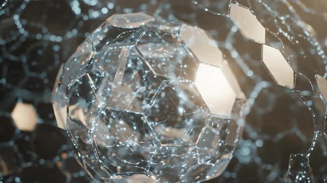 Abstract orb with illuminated, interconnected network of light
