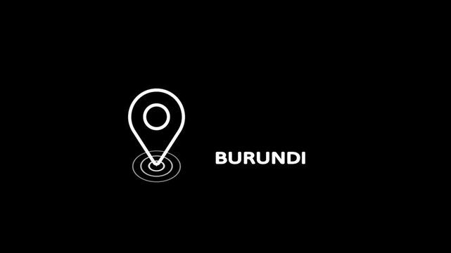 Burundi Location Pin Icon on Black Background.
