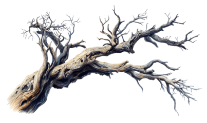 Striking deadwood branches with intricate texture, evoking nature's resilience
